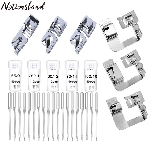 56Pcs Hemming Feet Kit Narrow Wide Rolled Hem Presser Foot Universal Sewing  Machine Needles for Household DIY Sewing Machines - AliExpress